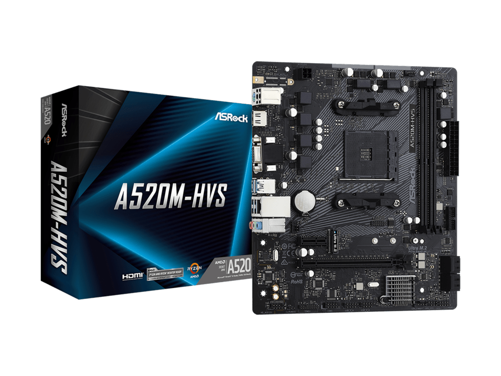 ASROCK MB A520M-HVSAMD A520;AM4;2xDDR4;M.2RAID;VGA,HDMI;micro ATX