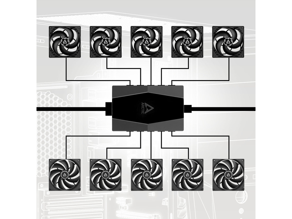 Arctic case fan hub 10 port PWM fan hub, SATA power