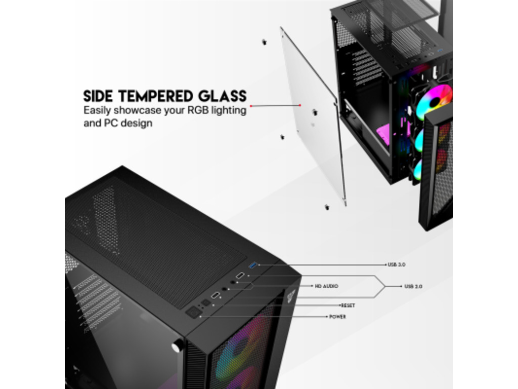 Kućište Fantech PC CASE CG773x120mm FRGB ventilatoriMidi Tower, ATX, Micro ATX