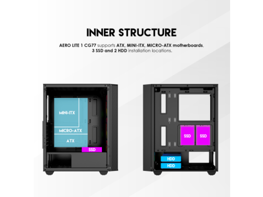 Kućište Fantech PC CASE CG773x120mm FRGB ventilatoriMidi Tower, ATX, Micro ATX