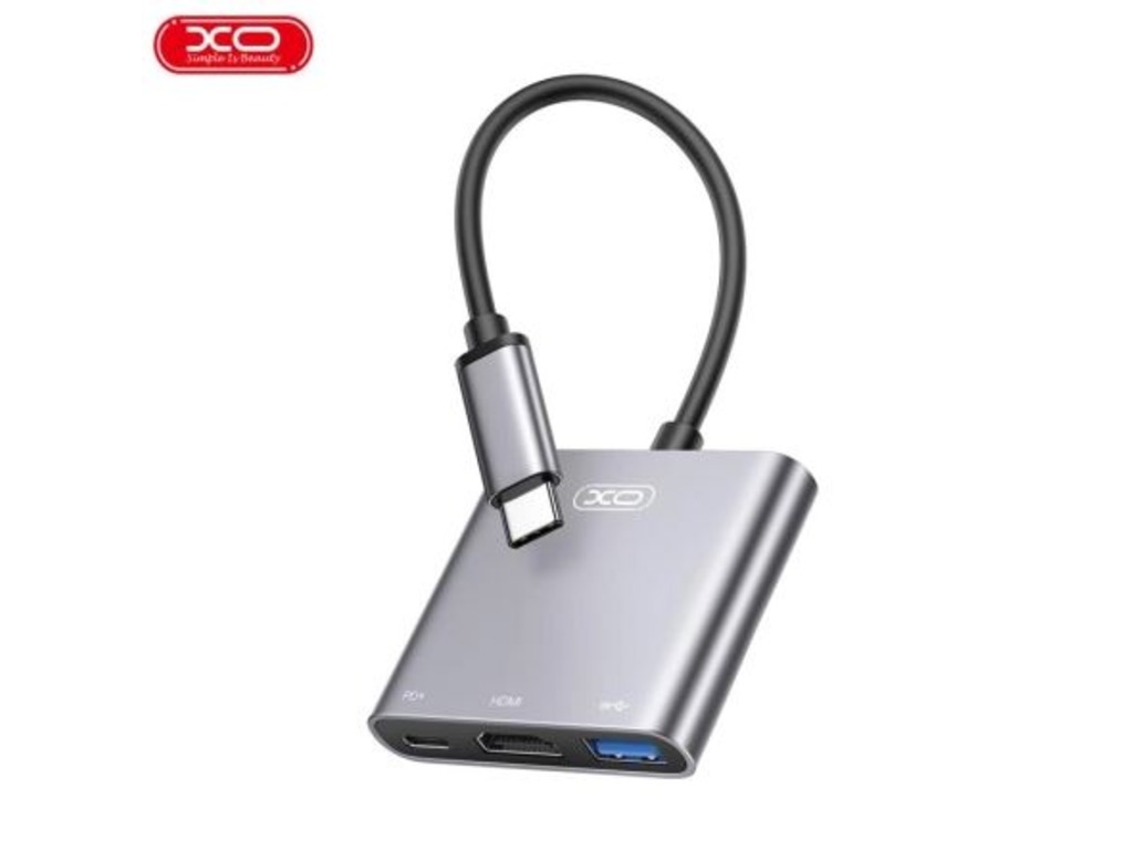 XO USB Type-C Multi hub 3in1HDMI 4k 30Hz, 1x USB 3.0,USB-C PD 100w