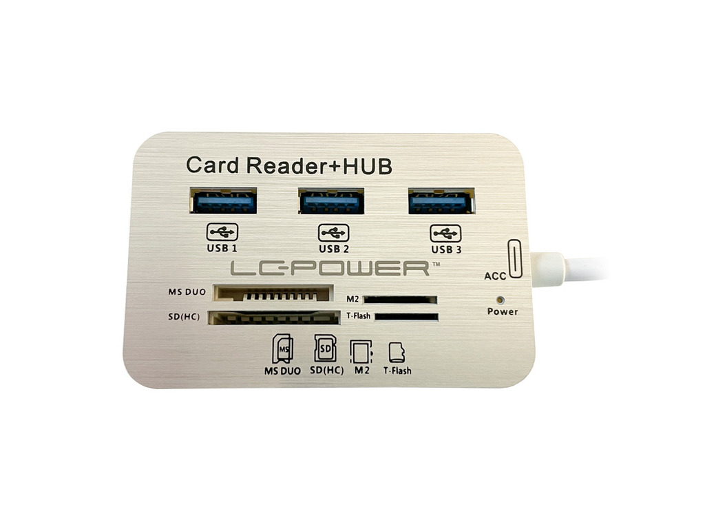 LC-Power USB Type-C Hub3x USB 3.0 type A, card readersd(hc), t-flash, M2, MS Duo cards