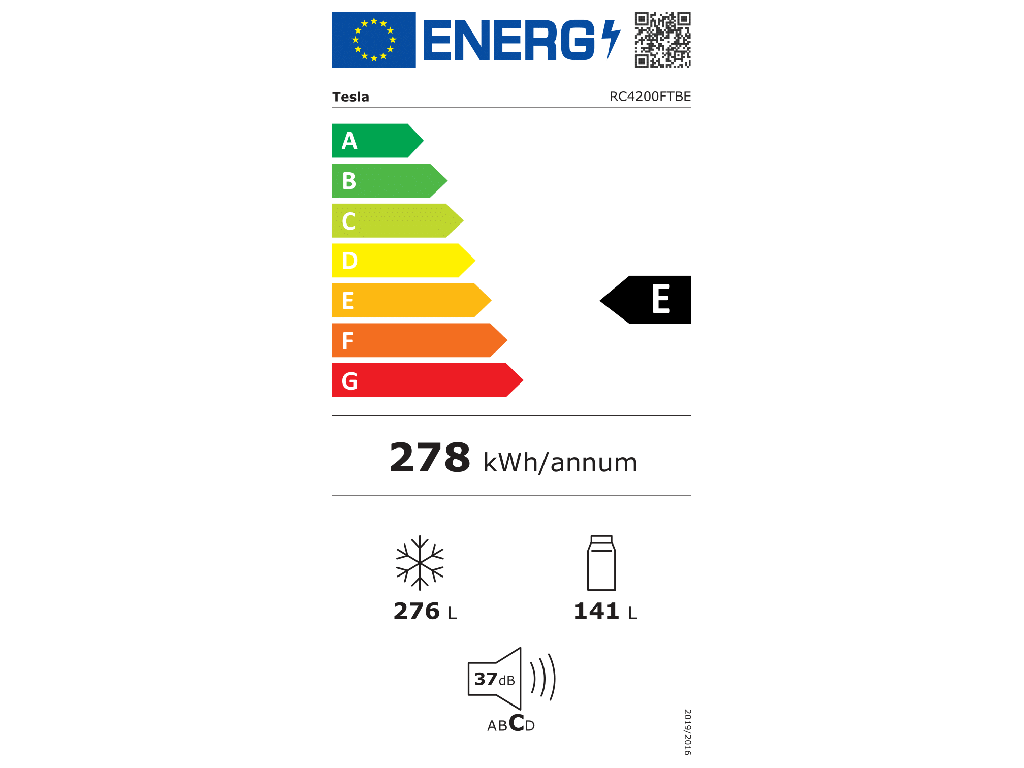 Tesla Frižider  RC4200FTBE kombinovani/ Total NO Frost/ E/67x70,3x185/crna