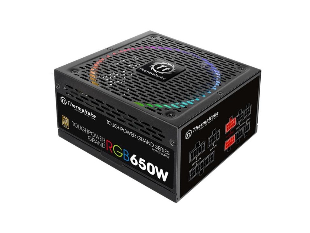 Thermaltake PSU Grand RGB 650w Fully modular, 14cm RGB Fan, 80+ Gold, A-PFC